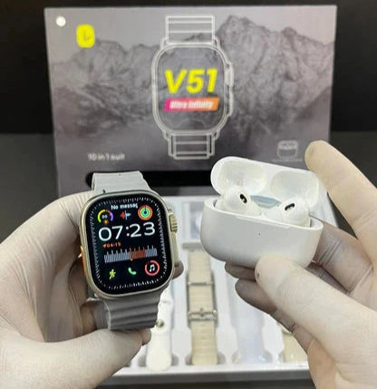 V51 10in1 Suit Smart Watch with Airpods