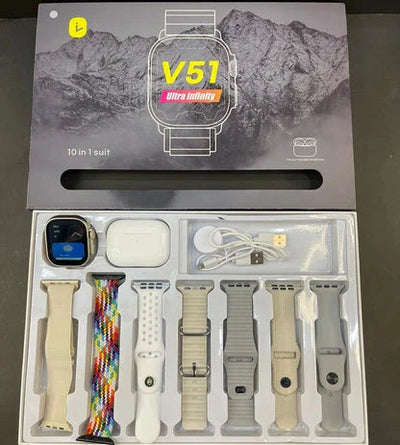 V51 10in1 Suit Smart Watch with Airpods