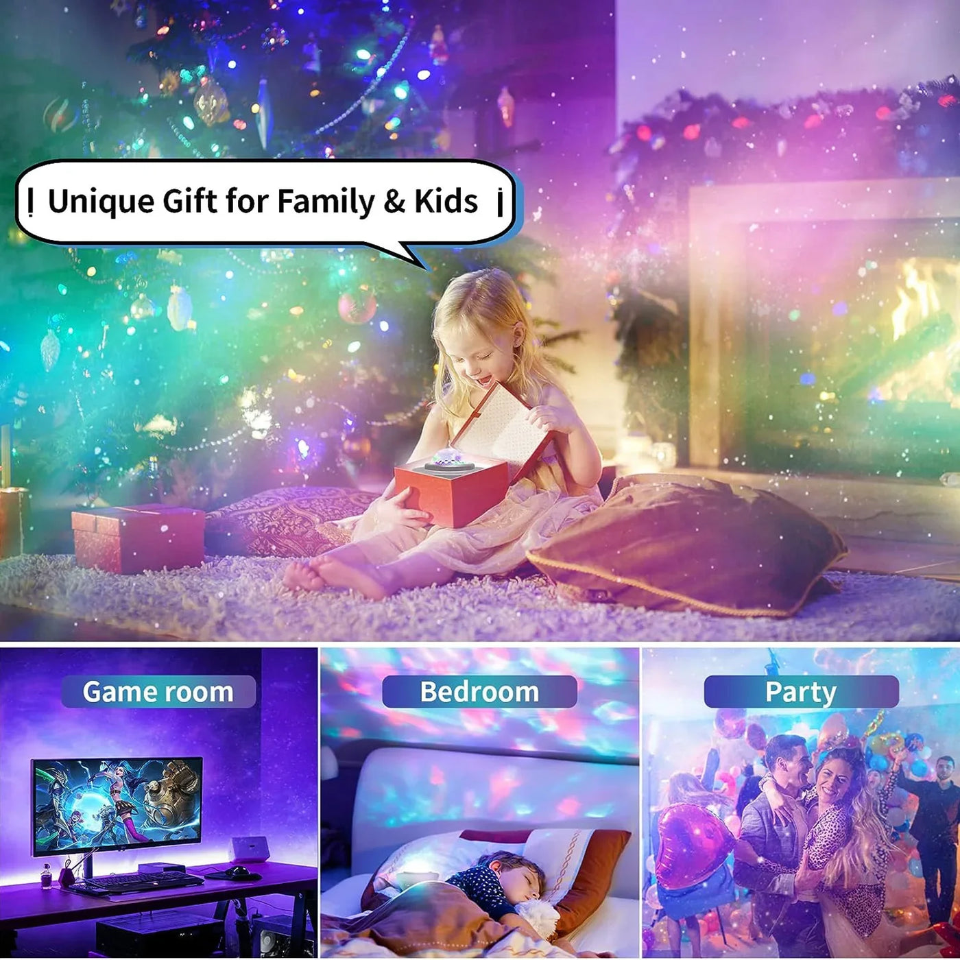 Projector Galaxy Night Light with Ocean Wave Music Speaker Sky Light Projector