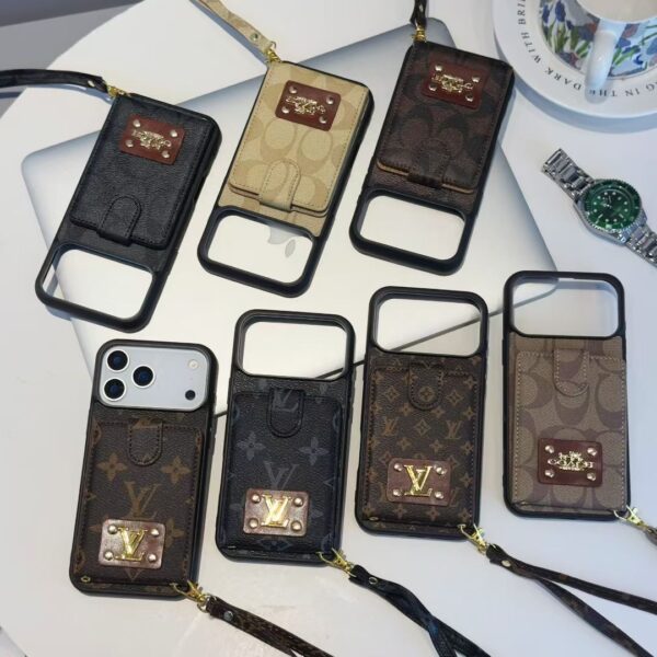 Luxury LV & CO Wallet Strap Phone Case with Logo